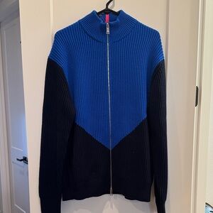 G/FORE Men's Blue and Navy Zip-Up Wool Sweater